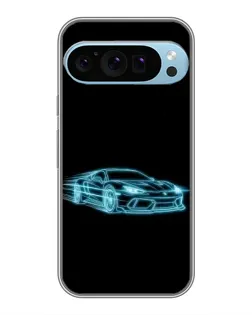 Чехол для Google Pixel 9 Pro с картинкой «Неоновый контур Lamborghini»