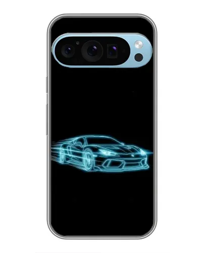 Чехол для Google Pixel 9 Pro с картинкой «Неоновый контур Lamborghini»