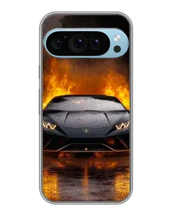 Чехол для Google Pixel 9 Pro с картинкой «Lamborghini в огне»