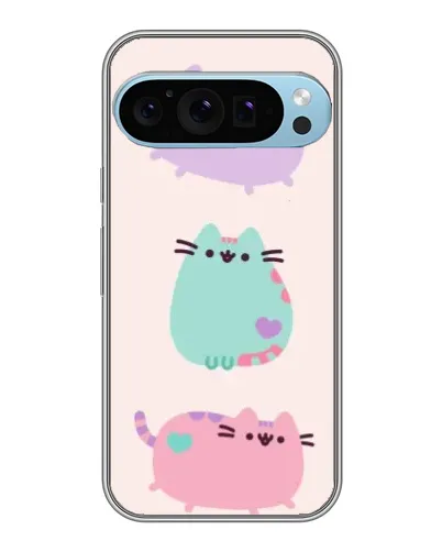 Чехол для Google Pixel 9 Pro с картинкой «Pusheen трио»