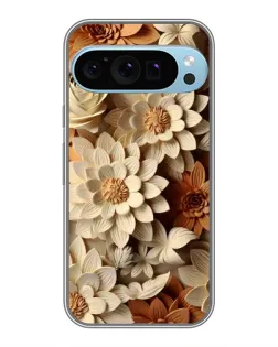 Чехол для Google Pixel 9 Pro с картинкой «Бежевый флористический декор»