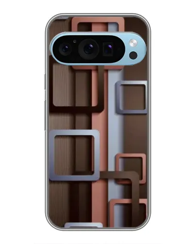 Чехол для Google Pixel 9 Pro с картинкой «Коричневые объемные квадраты»