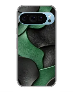 Чехол для Google Pixel 9 Pro с картинкой «Зеленые кожаные волны»