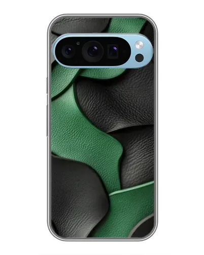 Чехол для Google Pixel 9 Pro с картинкой «Зеленые кожаные волны»