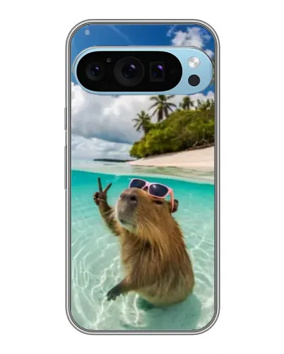 Чехол для Google Pixel 9 Pro с картинкой «Капибара на море»