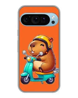 Чехол для Google Pixel 9 Pro с картинкой «Капибара на скутере»