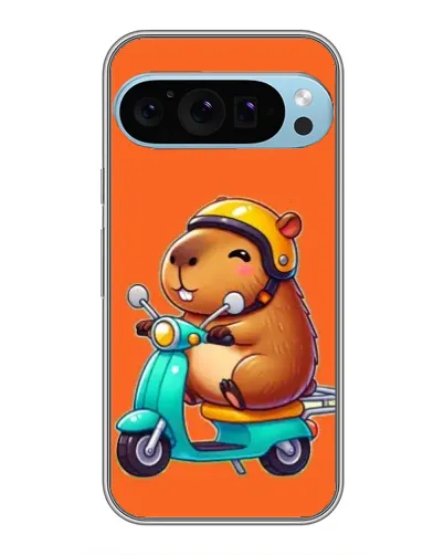Чехол для Google Pixel 9 Pro с картинкой «Капибара на скутере»