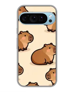 Чехол для Google Pixel 9 Pro с картинкой «Паттерн милых капибар»