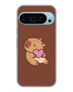 Чехол для Google Pixel 9 Pro с картинкой «Капибара с сердцем»