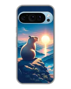 Чехол для Google Pixel 9 Pro с картинкой «Закат солнца с капибарой»