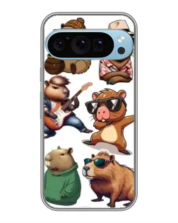 Чехол для Google Pixel 9 Pro с картинкой «Крутые капибары музыканты»