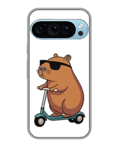 Чехол для Google Pixel 9 Pro с картинкой «Капибара на самокате»