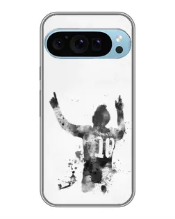 Чехол для Google Pixel 9 Pro с картинкой «Черно-белый силуэт Месси»
