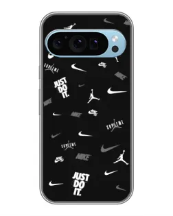 Чехол для Google Pixel 9 с картинкой «Nike Black Pattern»