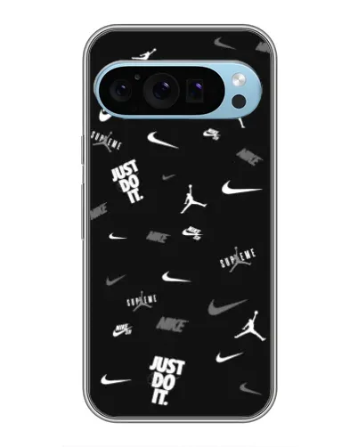 Чехол для Google Pixel 9 с картинкой «Nike Black Pattern»