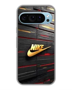 Чехол для Google Pixel 9 с картинкой «Золотой Nike на металле»