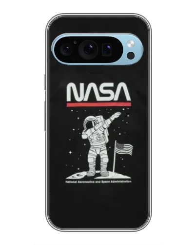 Чехол для Google Pixel 9 с картинкой «NASA — шагаем по Луне»