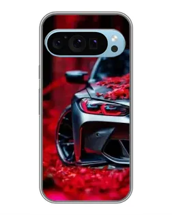Чехол для Google Pixel 9 с картинкой «Спортивная BMW и цветы»