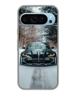 Чехол для Google Pixel 9 с картинкой «BMW в зимнем лесу»