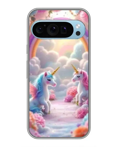 Чехол для Google Pixel 9 с картинкой «Радуга и единороги»