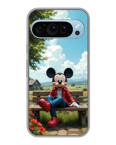 Чехол для Google Pixel 9 с картинкой «Микки на скамейке»