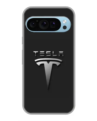Чехол для Google Pixel 9 с картинкой «Стальной логотип Tesla»