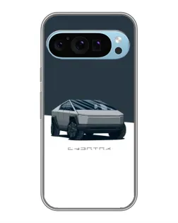 Чехол для Google Pixel 9 с картинкой «Серебристый Cybertruck Tesla»