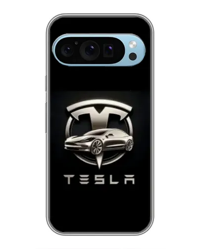 Чехол для Google Pixel 9 с картинкой «Tesla — серебристое авто»