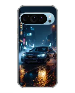 Чехол для Google Pixel 9 с картинкой «Ночной город и Audi»