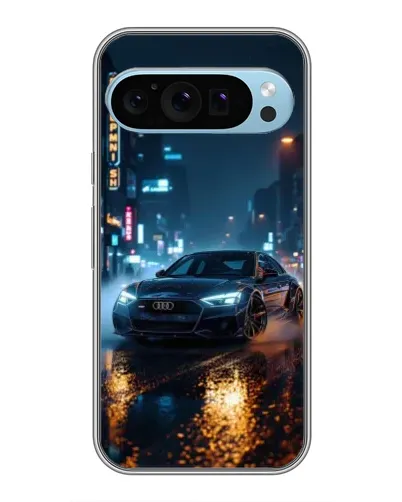 Чехол для Google Pixel 9 с картинкой «Ночной город и Audi»