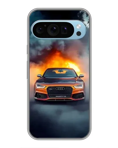 Чехол для Google Pixel 9 с картинкой «Audi в огненном дыму»