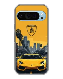 Чохол для Google Pixel 9 з картинкою «Жовтий Lamborghini місто»