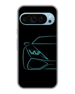 Чохол для Google Pixel 9 з картинкою «Блакитний силует Lamborghini»