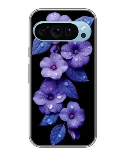 Чохол для Google Pixel 9 з картинкою «Фіолетові квіти з росою»