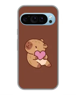 Чехол для Google Pixel 9 с картинкой «Капибара с сердцем»