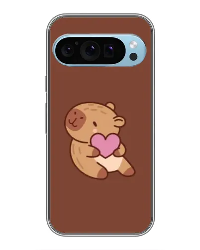 Чехол для Google Pixel 9 с картинкой «Капибара с сердцем»