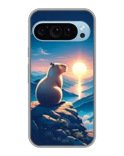 Чехол для Google Pixel 9 с картинкой «Закат солнца с капибарой»