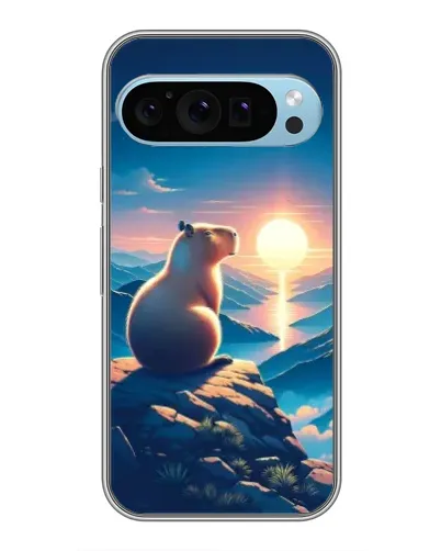 Чехол для Google Pixel 9 с картинкой «Закат солнца с капибарой»