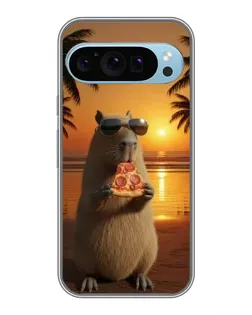 Чехол для Google Pixel 9 с картинкой «Капибара с пиццей»