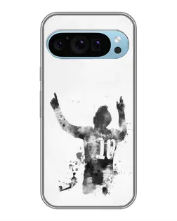 Чехол для Google Pixel 9 с картинкой «Черно-белый силуэт Месси»