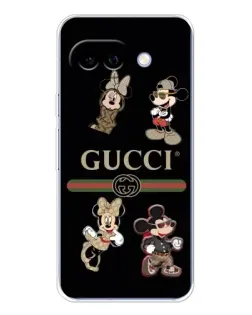 Чехол для Google Pixel 9A с картинкой «Gucci — герои Disney и монограмма»