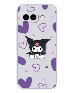 Чехол для Google Pixel 9A с картинкой «Kuromi и лавандовые сердца»
