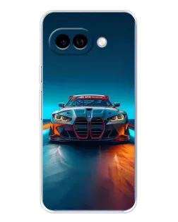 Чехол для Google Pixel 9A с картинкой «BMW — огни неона»