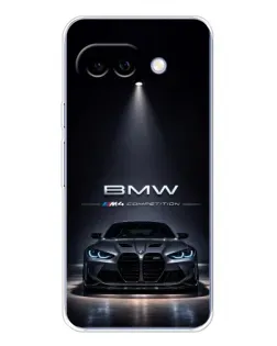 Чехол для Google Pixel 9A с картинкой «BMW сквозь ночной город»