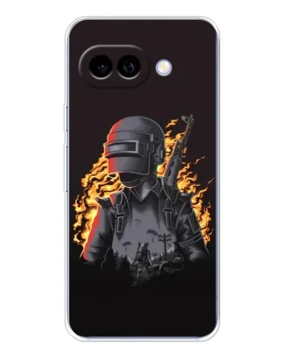 Чехол для Google Pixel 9A с картинкой «PUBG — огненный силуэт»