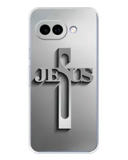 Чехол для Google Pixel 9A с картинкой «Металлический крест Jesus»