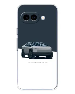 Чехол для Google Pixel 9A с картинкой «Серебристый Cybertruck Tesla»