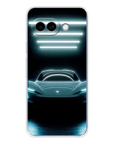 Чехол для Google Pixel 9A с картинкой «Tesla в неоне»
