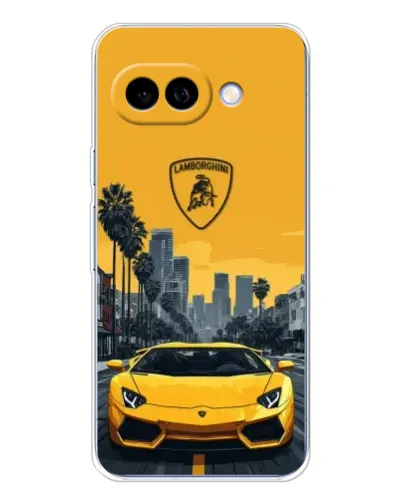 Чохол для Google Pixel 9A з картинкою «Жовтий Lamborghini місто»