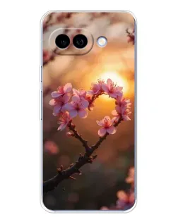 Чехол для Google Pixel 9A с картинкой «Розовый цвет сердце на фоне заката»